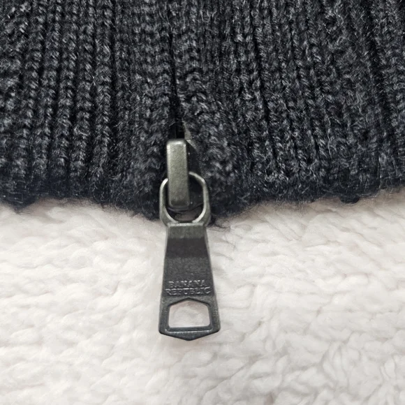 Banana Republic Extra Fine Merino Wool Black Textured Knit Front Zip Cardigan-M - Picture 6 of 8